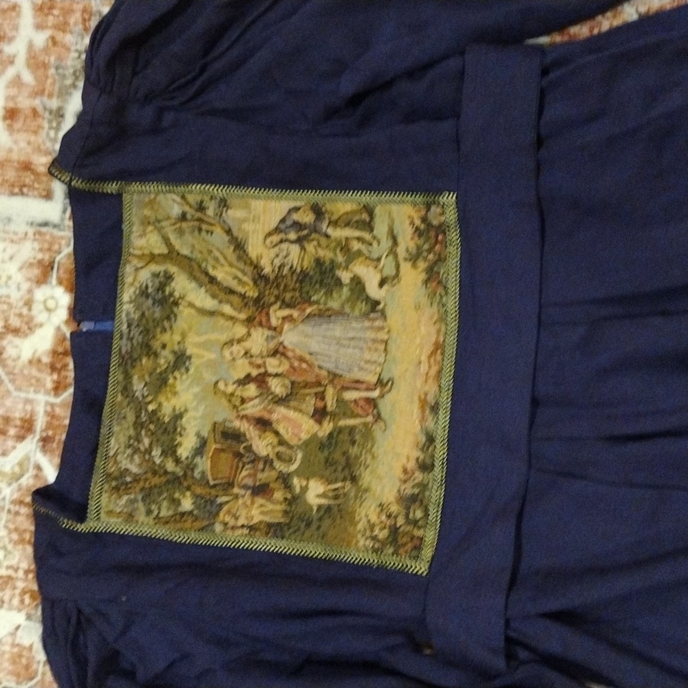 Vintage Purple Dress with Tapestry Detail M Suttles And Seawinds